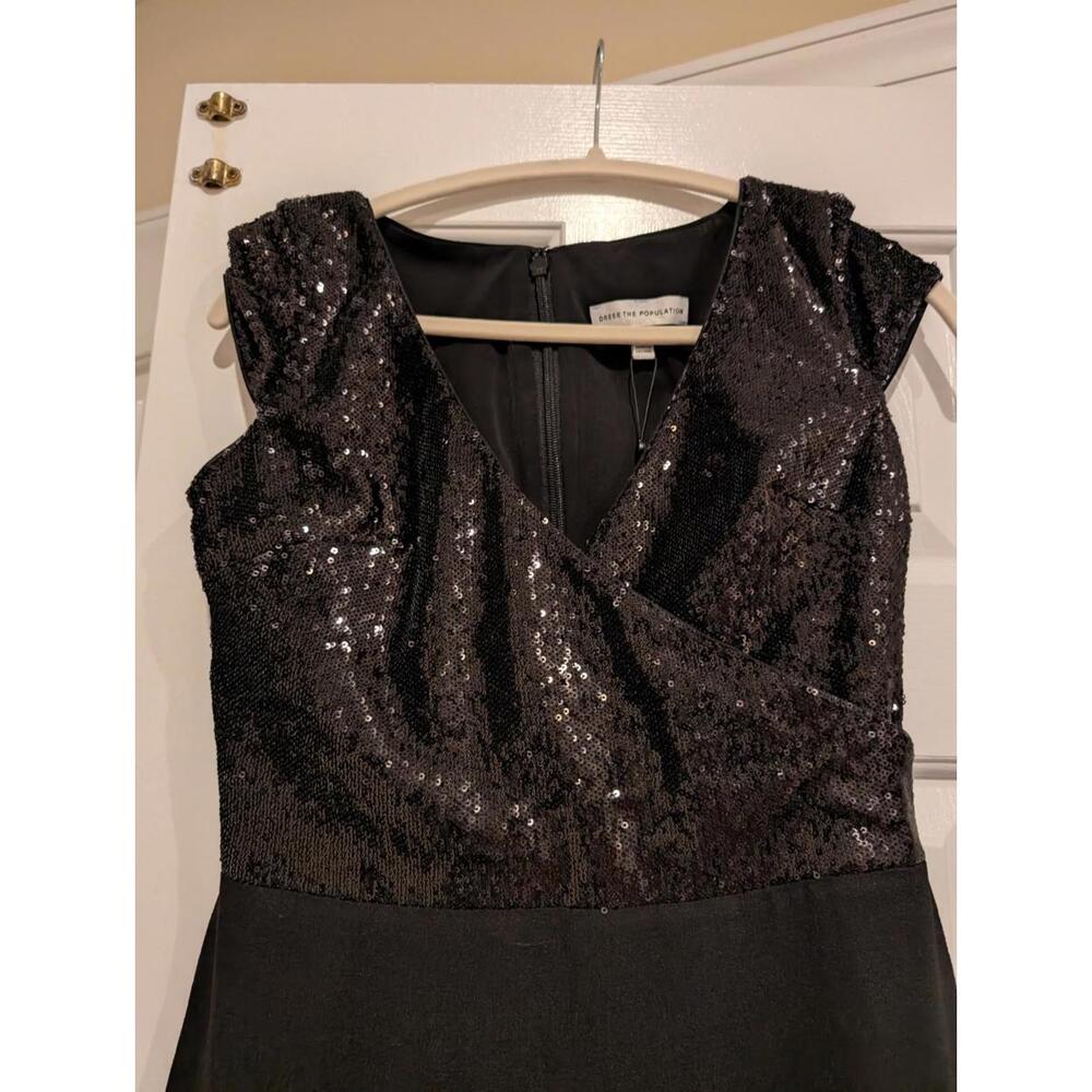 NWT Dress The Population Jaleah Black Sequin Cap Sleeve Sheath Dress - Picture 3 of 6